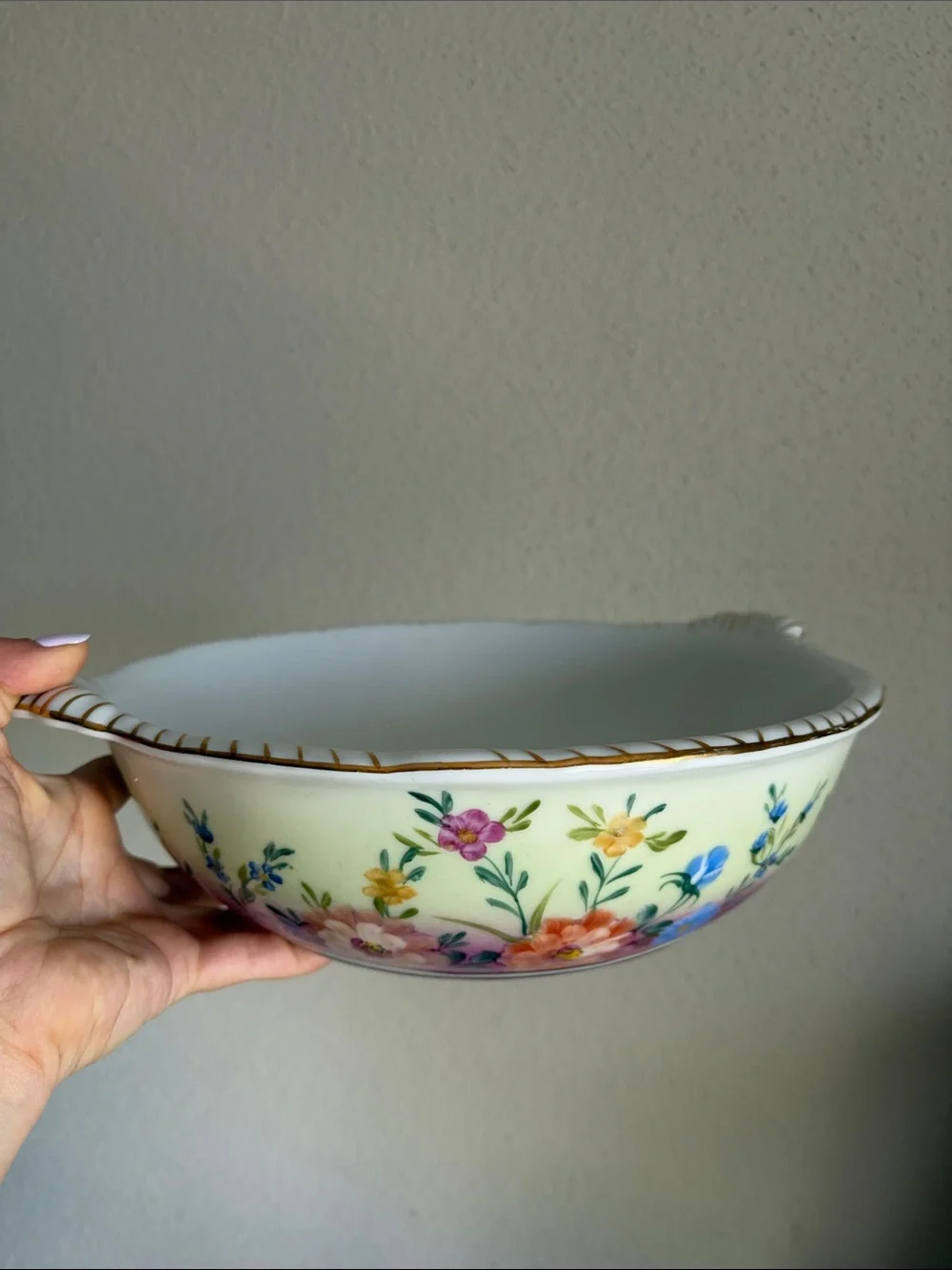 Limoges French Antique Hand Painted and Gilded Handed 10” Serving Bowl - Picture 13 of 14